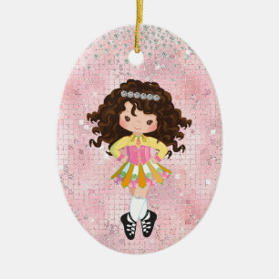 Gepersonaliseerde Ierse danseres Brunette Girl Keramisch Ornament