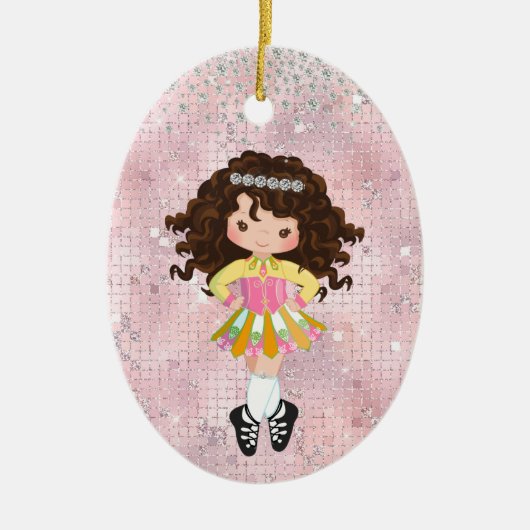 Gepersonaliseerde Ierse danseres Brunette Girl Keramisch Ornament (Voorkant)