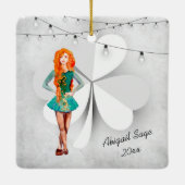Gepersonaliseerde Ierse dansklok kerst Keramisch Ornament (Achterkant)