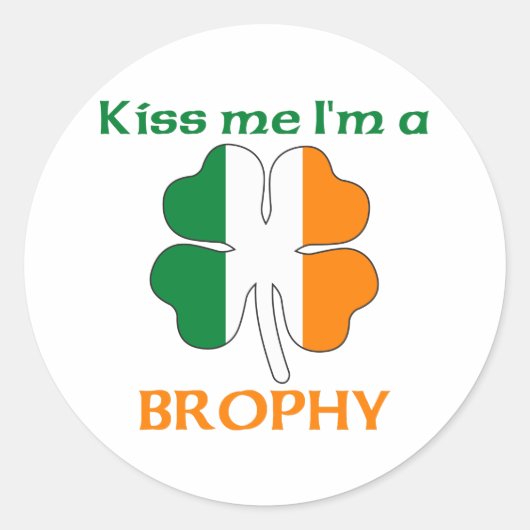 Gepersonaliseerde Ierse Kiss Me Ik Ben Brophy Ronde Sticker (Voorkant)
