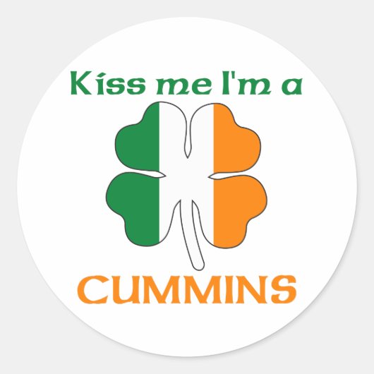Gepersonaliseerde Ierse Kiss Me Ik ben Cummins Ronde Sticker (Voorkant)