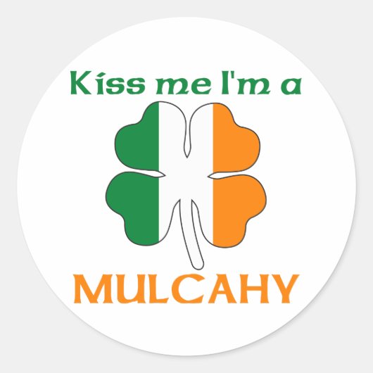 Gepersonaliseerde Ierse Kiss Me Ik ben Mulcahy Ronde Sticker (Voorkant)