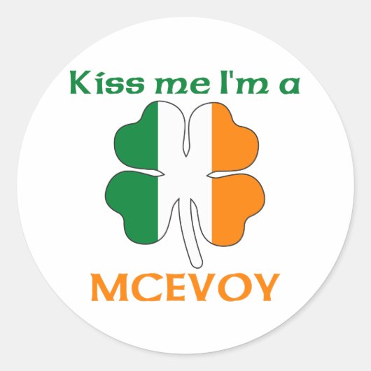 Gepersonaliseerde Ierse kus me ik ben McEvoy Ronde Sticker (Voorkant)