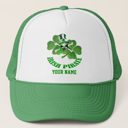 Gepersonaliseerde Ierse piraat St Patrick's day Trucker Pet (Voorkant)