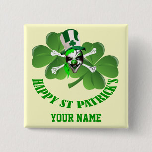 Gepersonaliseerde Ierse piraat St Patrick's day Vierkante Button 5,1 Cm