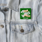 Gepersonaliseerde Ierse prinses met fee Vierkante Button 5,1 Cm (In situ)