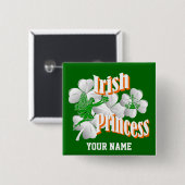 Gepersonaliseerde Ierse prinses met fee Vierkante Button 5,1 Cm (Voorkant /achterkant)