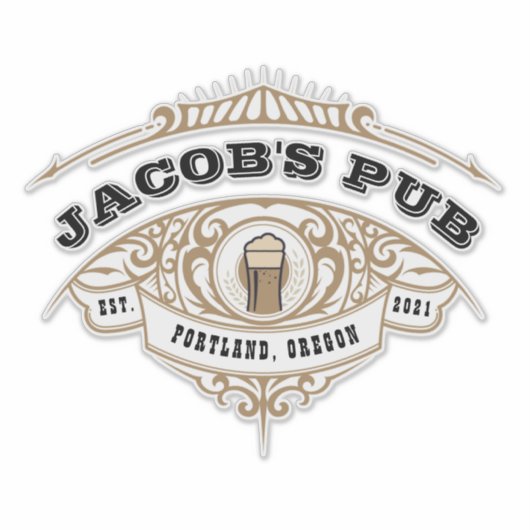 Gepersonaliseerde Ierse pub Extra Large Clear Sticker (Voorkant)