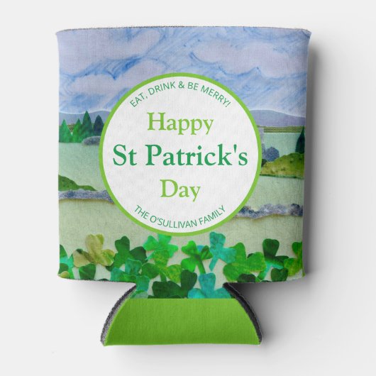 Gepersonaliseerde Ierse Shamrock Blikjeskoeler (Voorkant)