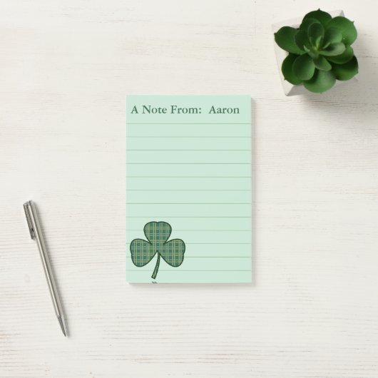 Gepersonaliseerde Ierse Shamrock Post It Notes Gif (Kantoor)
