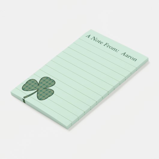 Gepersonaliseerde Ierse Shamrock Post It Notes Gif (Schuin)