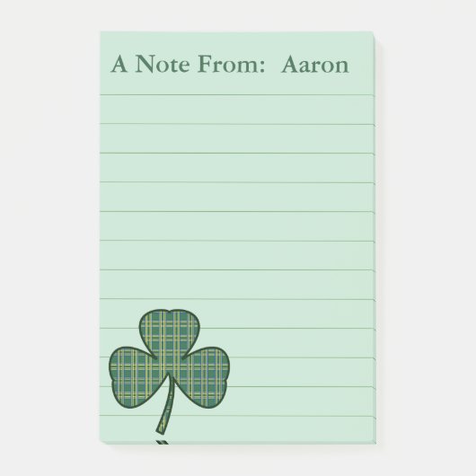 Gepersonaliseerde Ierse Shamrock Post It Notes Gif (Voorkant)