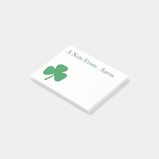 Gepersonaliseerde Ierse Shamrock Post It Notes Gif (Schuin)