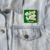 Gepersonaliseerde Ierse stropdas met fee Vierkante Button 5,1 Cm (In situ)