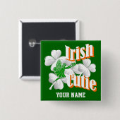 Gepersonaliseerde Ierse stropdas met fee Vierkante Button 5,1 Cm (Voorkant /achterkant)