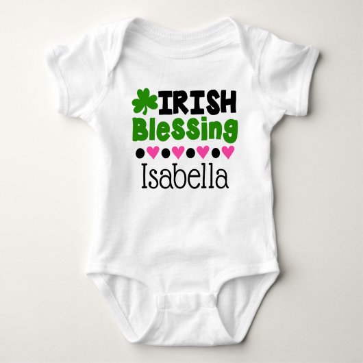Gepersonaliseerde Ierse zegen St. Patrick's Bodysu Romper (Voorkant)