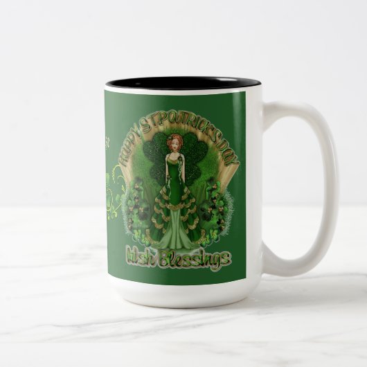 Gepersonaliseerde Ierse zegeningen St Patrick's Da Tweekleurige Koffiemok (Rechts)