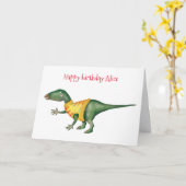 Gepersonaliseerde Iguanadon verjaardagskaart Kaart (Gele Bloem)