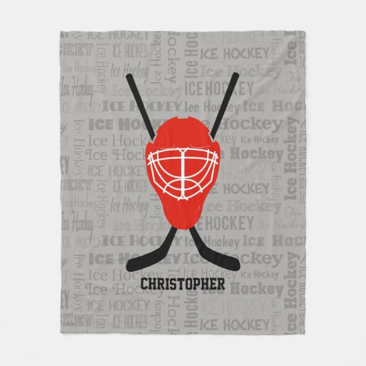 Gepersonaliseerde ijshockey fleece deken (Voorkant)