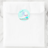 Gepersonaliseerde ijsschaatsen Blue Kawaii kunstsc Ronde Sticker (Tas)