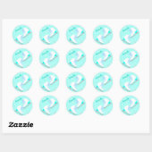 Gepersonaliseerde ijsschaatsen Blue Kawaii kunstsc Ronde Sticker (Vel)