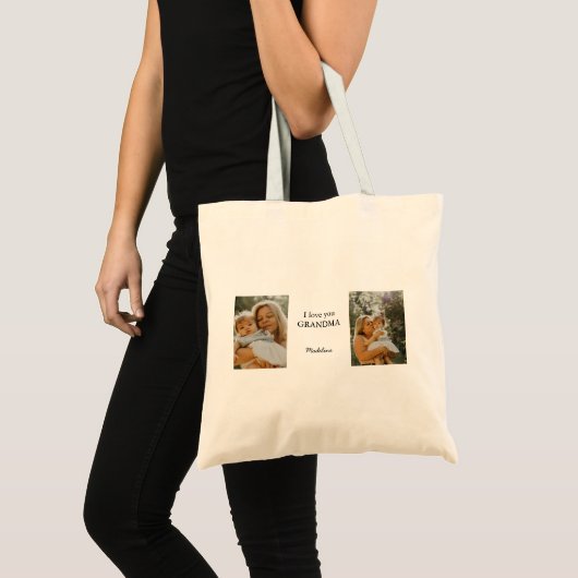Gepersonaliseerde "Ik hou van je oma" Foto Canvas  Tote Bag (Voorkant (product))