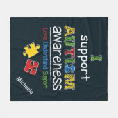 Gepersonaliseerde Ik steun Autisme Bewustzijnspuzz Fleece Deken (Voorkant (Horizontaal))
