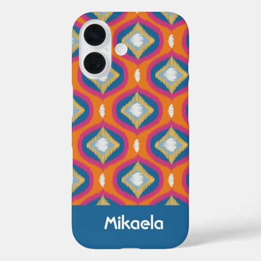 Gepersonaliseerde IKAT serie Ogee Sinaasappel blau Case-Mate iPhone Case (Achterkant)