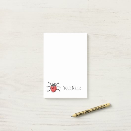 Gepersonaliseerde Illustratie Ladybug Post-it® Notes (Op bureau)