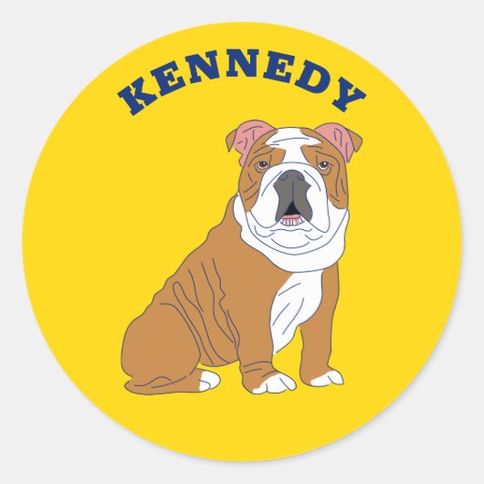 Gepersonaliseerde illustratie van Engelse Bulldog Ronde Sticker (Voorkant)