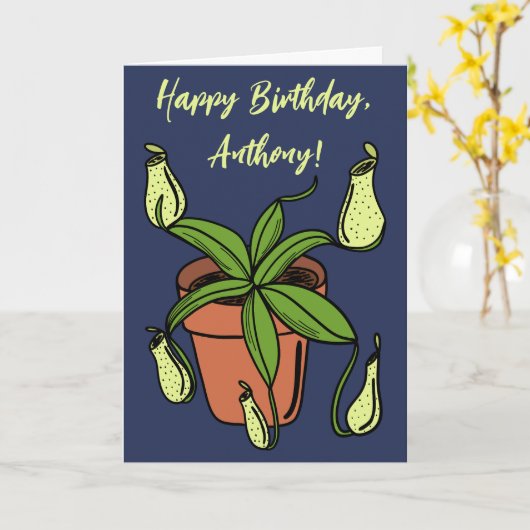 Gepersonaliseerde Illustratie van Nepenthes Pitche Kaart (Gele Bloem)