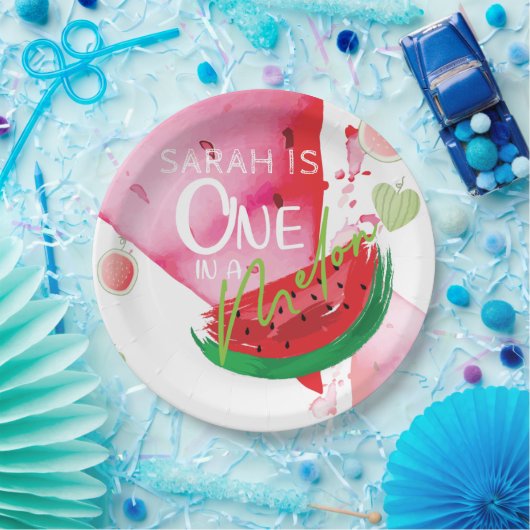 Gepersonaliseerde in een meloen Leuke zomer Papieren Bordje (Feest)