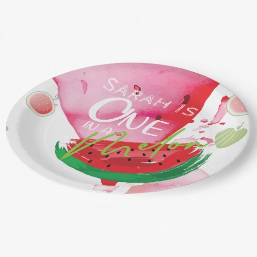 Gepersonaliseerde in een meloen Leuke zomer Papieren Bordje (Gekanteld)
