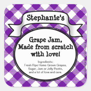 Gepersonaliseerde inblikken druivengelei / jampot vierkante sticker