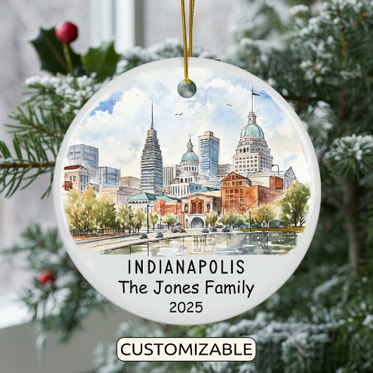 Gepersonaliseerde Indianapolis Ornament, Indiana Keramisch Ornament