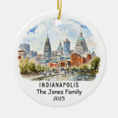Gepersonaliseerde Indianapolis Ornament, Indiana Keramisch Ornament (Voorkant)