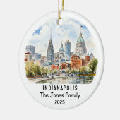 Gepersonaliseerde Indianapolis Ornament, Indiana Keramisch Ornament (Links)