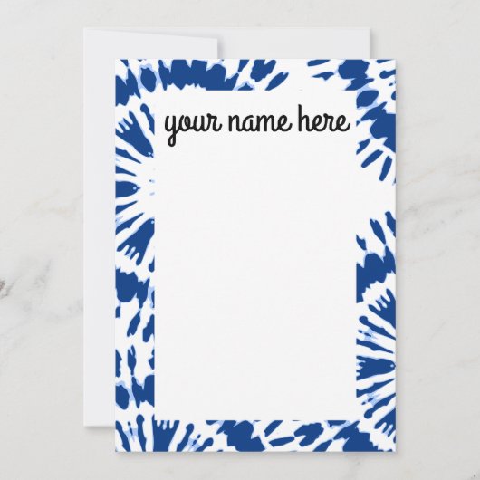 Gepersonaliseerde Indigo Blue Tie Dye Notecards Bedankkaart (Voorkant)
