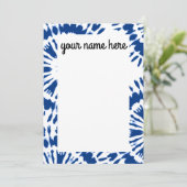 Gepersonaliseerde Indigo Blue Tie Dye Notecards Bedankkaart (Staand voorkant)