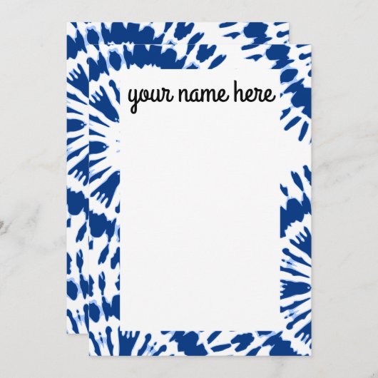 Gepersonaliseerde Indigo Blue Tie Dye Notecards Bedankkaart (Voorkant / Achterkant)