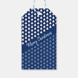 Gepersonaliseerde Indigo Winter Tree Waterverf Cadeaulabel