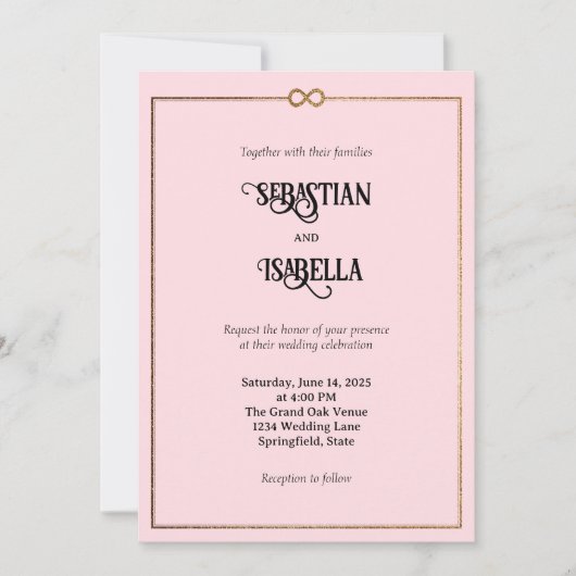 Gepersonaliseerde Infinity Love Roze Huwelijksuitn Kaart (Voorkant)