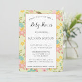 Gepersonaliseerde ingelijste geel roze groene bloe kaart (Staand voorkant)