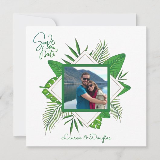 Gepersonaliseerde ingelijste koppels foto opslaan  kaart (Voorkant)