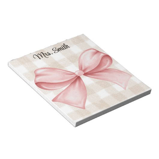 Gepersonaliseerde ingetogen gingham met coquette b notitieblok (Schuin)