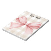 Gepersonaliseerde ingetogen gingham met coquette b notitieblok (Linkerzijde)