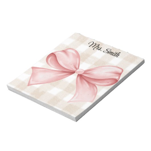 Gepersonaliseerde ingetogen gingham met coquette b notitieblok (Linkerzijde)