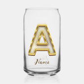 Gepersonaliseerde Initiaal A Monogram Gold Typogra Blikvorm Glas (Voorkant)