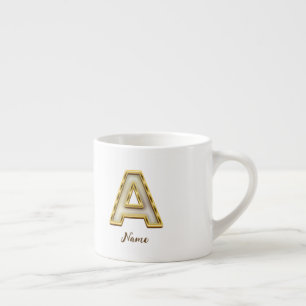Gepersonaliseerde Initiaal A Monogram Gold Typogra Espresso Kop