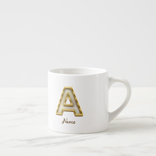 Gepersonaliseerde Initiaal A Monogram Gold Typogra Espresso Kop (Rechts)